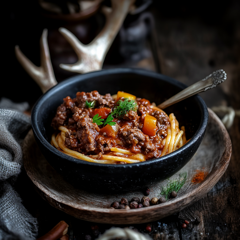 Fleischerei, Munstermann, Bolognese, Hirsch, Wildspezialität